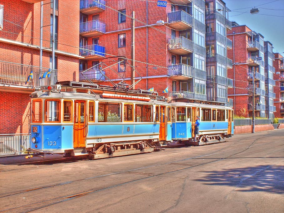 sweden, buildings, structure, hdr, train, apartments, mass transit HD wallpaper
