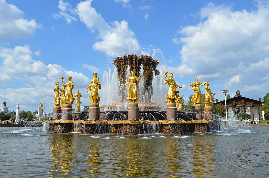 fountain near temples, enea, peoples' friendship fountain, the soviet union