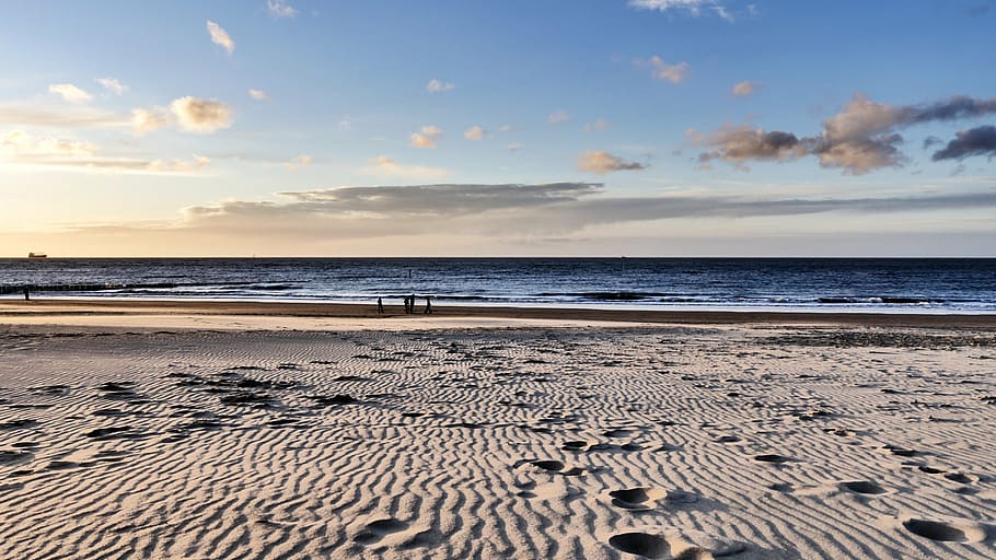 beach, sunset, good evening, nature, sea, north sea, easter HD wallpaper