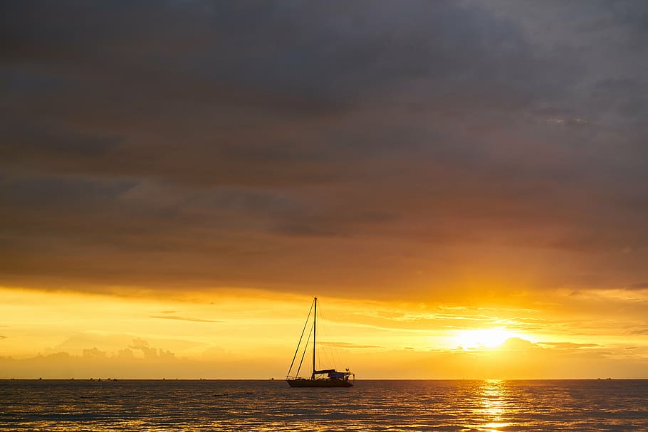 boat, beach, landscape, nature, peace, ship, sky, coastline HD wallpaper