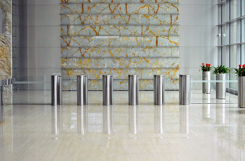 stainless steel planters lot, inside, business, center, interior HD wallpaper