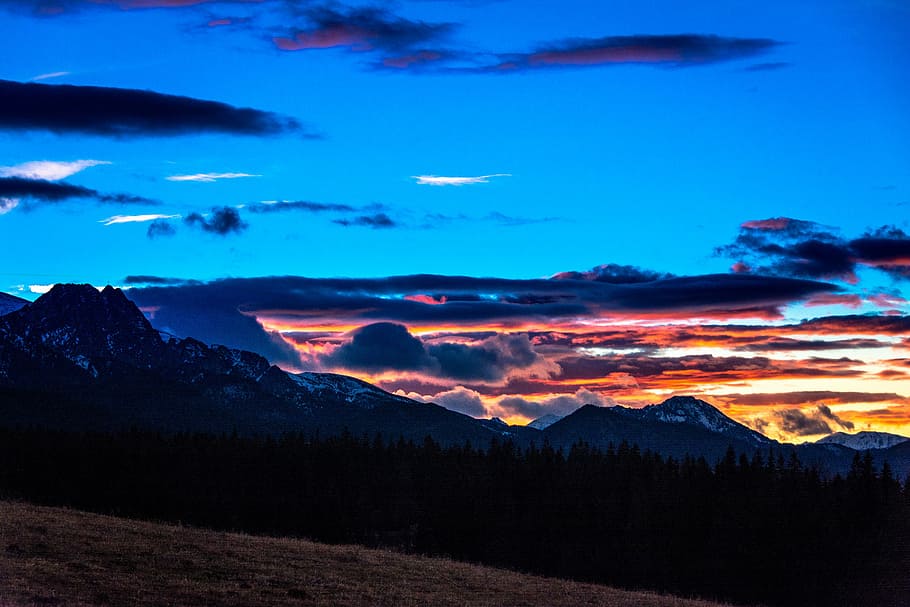 Tatry, Sunset, Landscape, Mountains, poland, clouds, podhale HD wallpaper