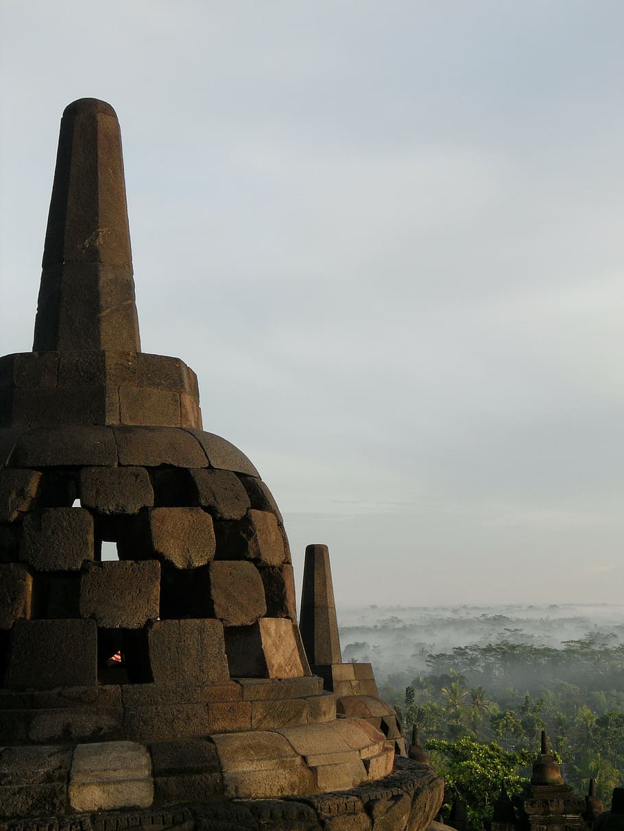 HD wallpaper borobudur  temple java indonesia fog 