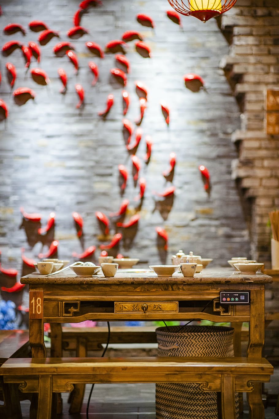 stores, goldfish, the dinner table, wood - material, no people HD wallpaper