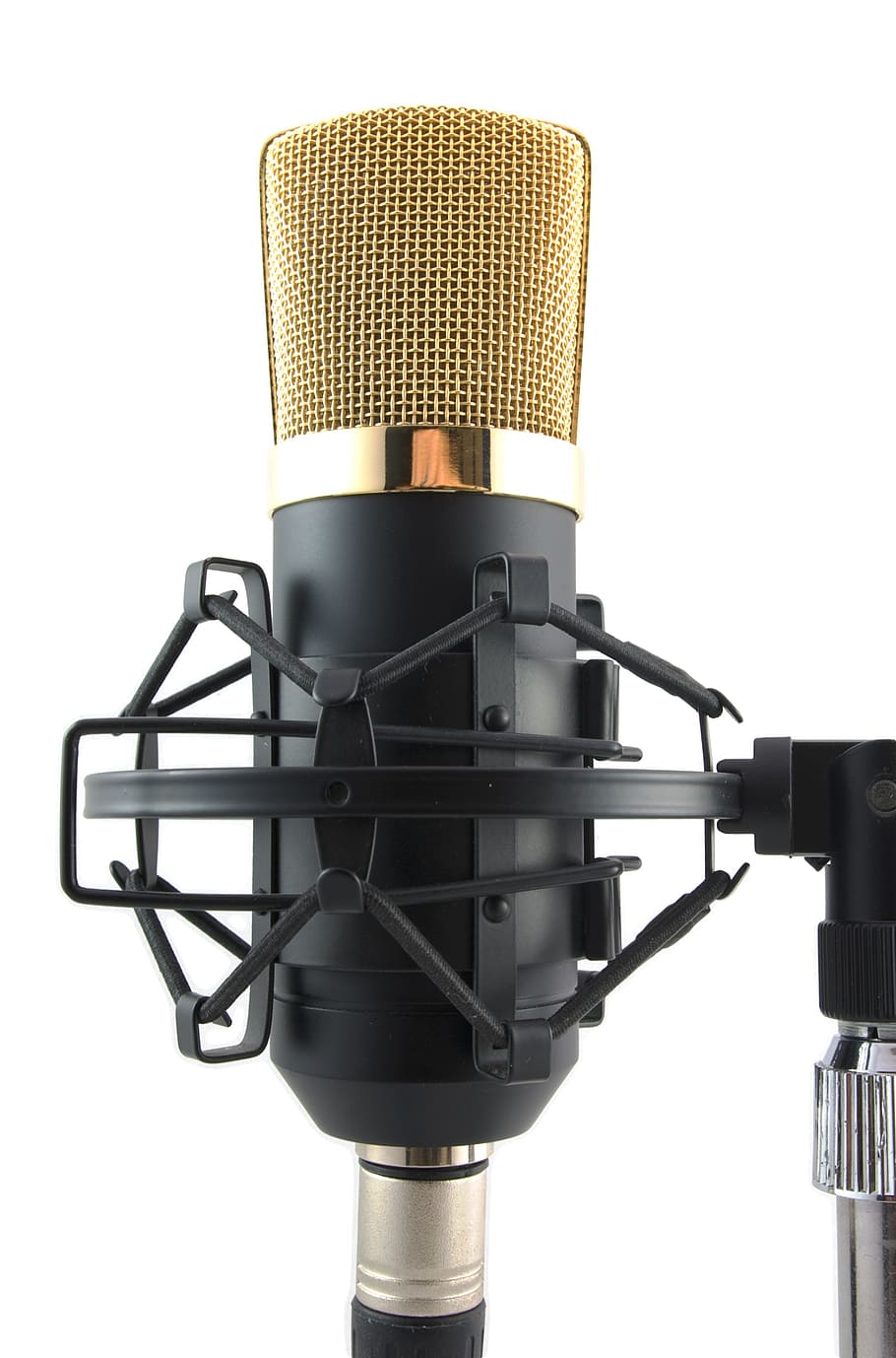 black and brass-colored microphone, vocal, music, audio, sound HD wallpaper