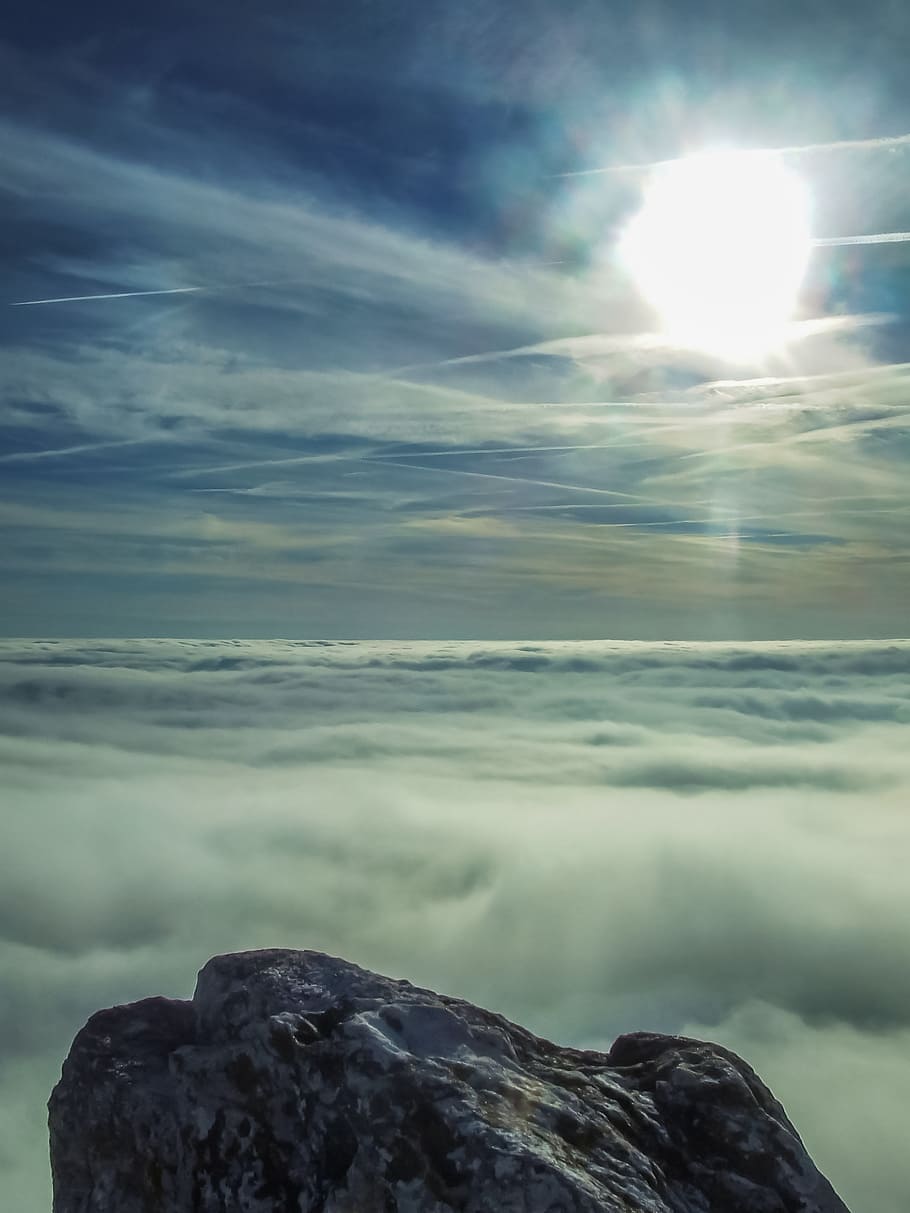 cloud, sunset, nightfall, beech, cliff, sky, beauty in nature HD wallpaper