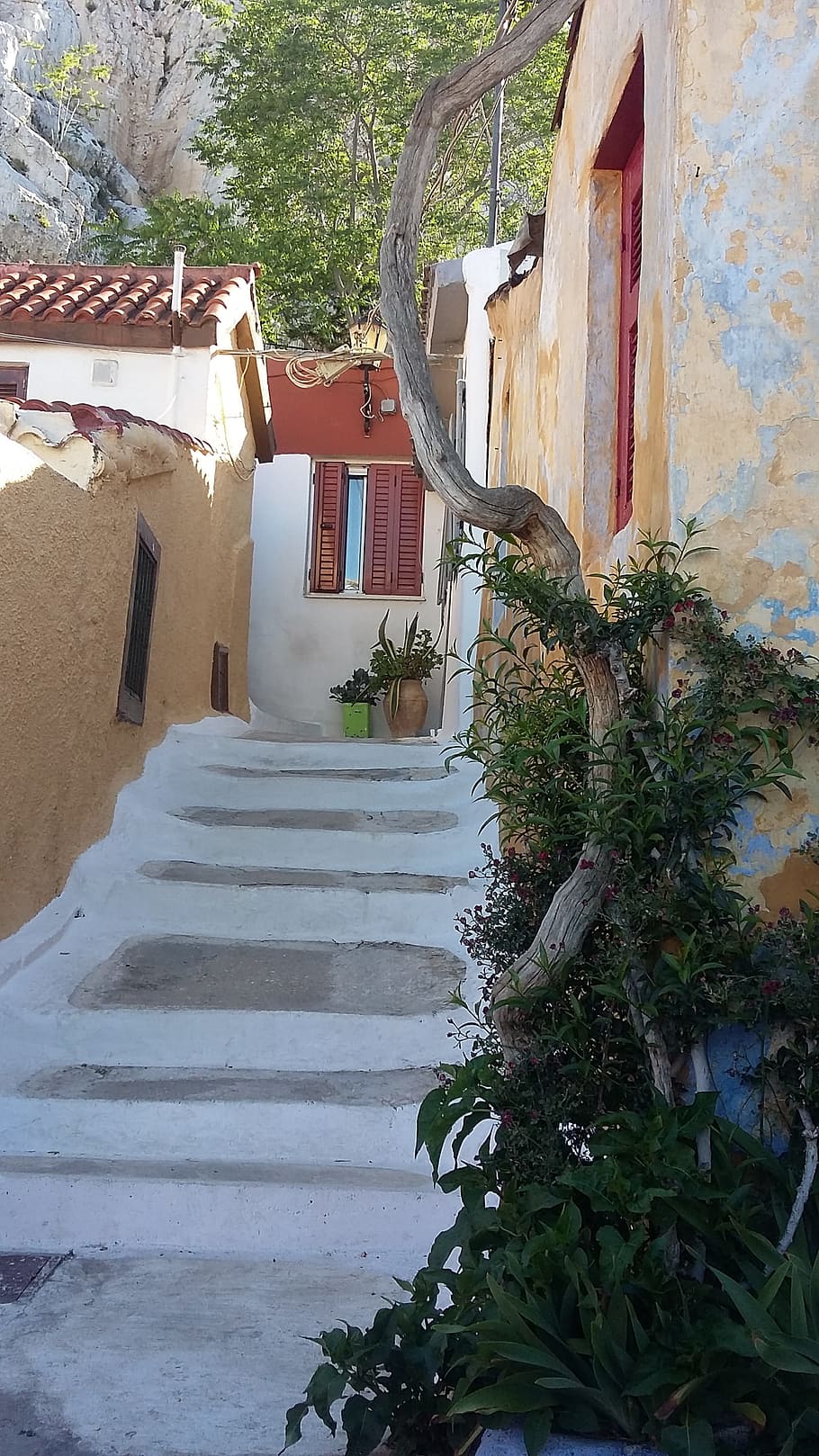 Plaka, Athens, Trees, architecture, house, village, street HD wallpaper