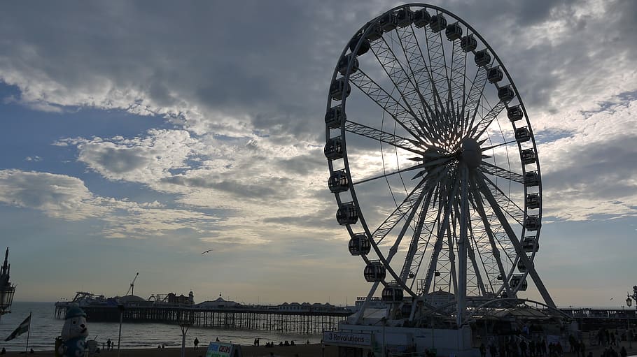 brighton, pier, wheel, sunset, ferris wheel, entertainment HD wallpaper