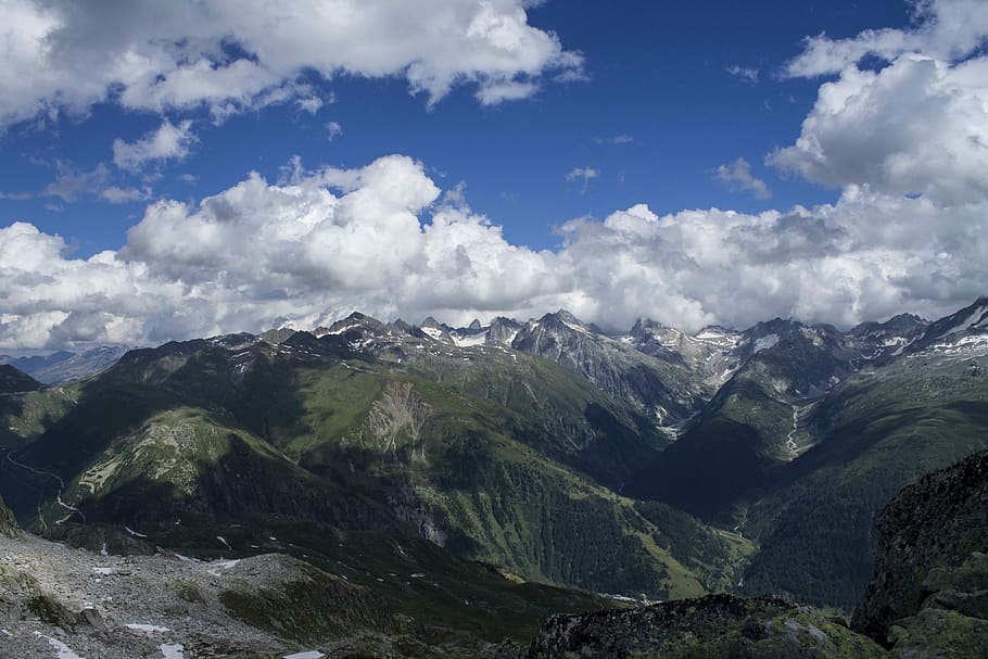 Mountains, Switzerland, Clouds, Sky, nature, mountain range HD wallpaper