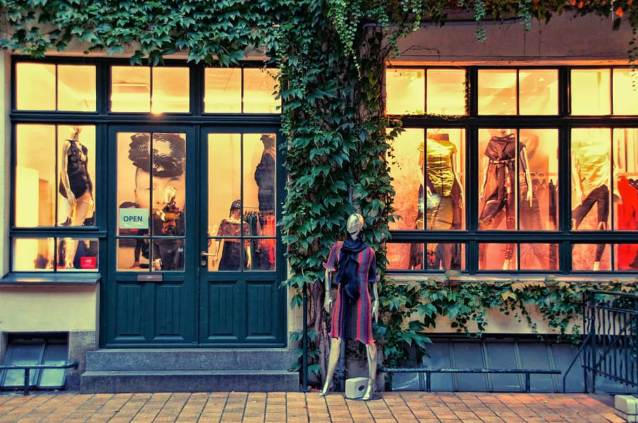women's purple dress, berlin, hackesche höfe, facade, boutique HD wallpaper