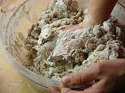 person mixing mixture on clear glass bowl, Bake, Dough, Knead HD wallpaper