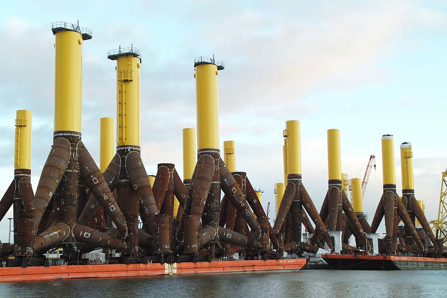 Foundations, Water, Bremerhaven, Support, industry, factory HD wallpaper