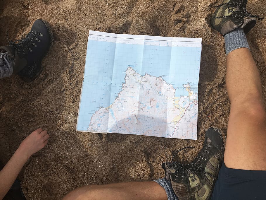 blue world map, world map on brown rug, travel, sand, beach, boots HD wallpaper