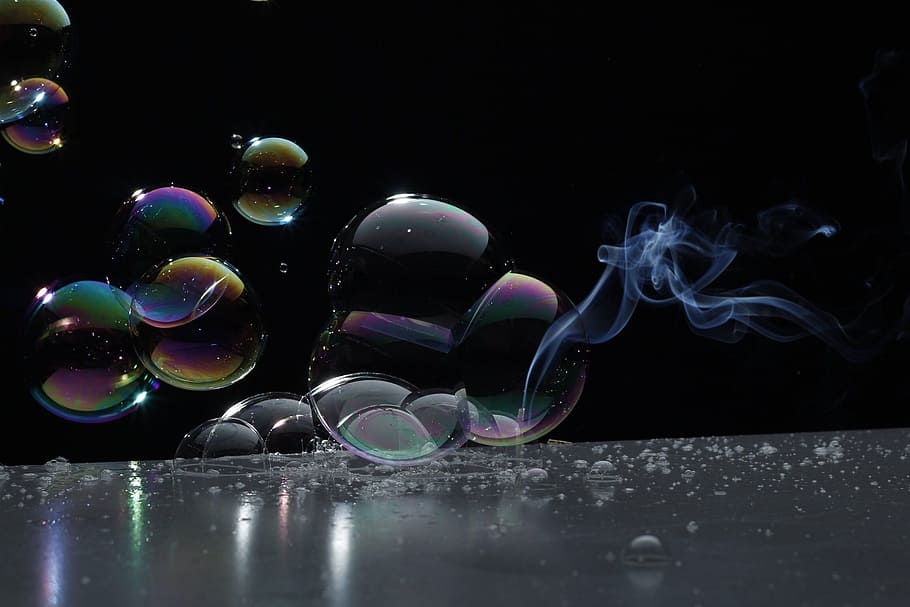 bubbles illustration, background, slightly, color, smoke, soap bubble HD wallpaper