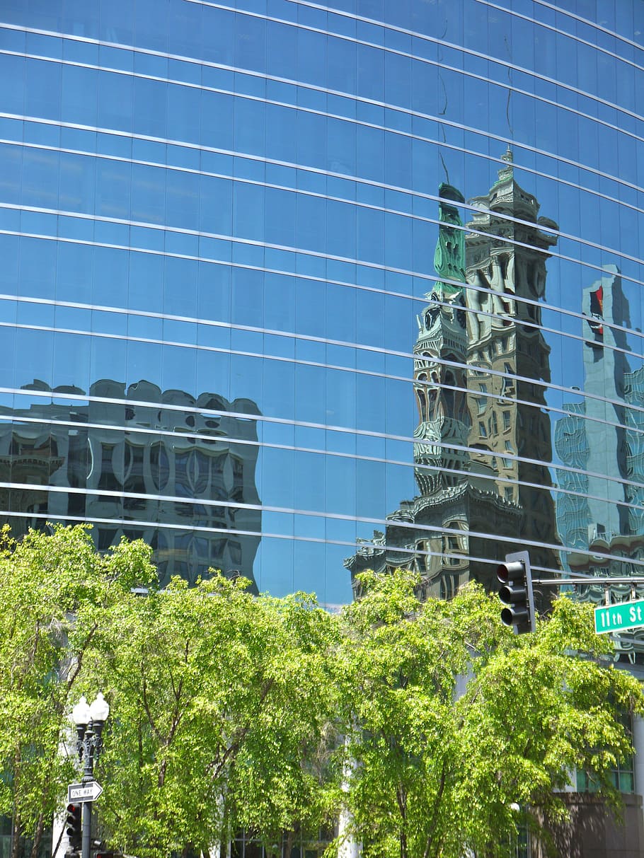 Oakland, Skyscraper, Mirroring, reflection, facade, usa, architecture HD wallpaper