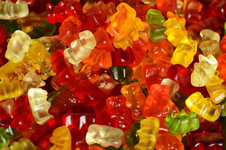 bunch of gummy bears, Gummibär, Fruit Gums, gummibärchen, delicious