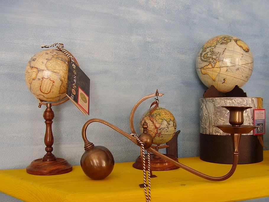 nautical, retro, globe, vintage, map, discover, still life HD wallpaper