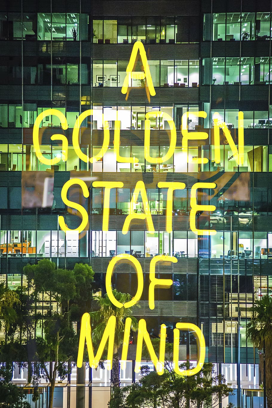 a golden state of mind neon light signage, architecture, building, HD wallpaper