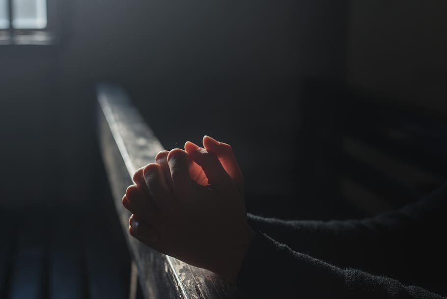 person praying hands selective focus photographyt, prayer, church HD wallpaper