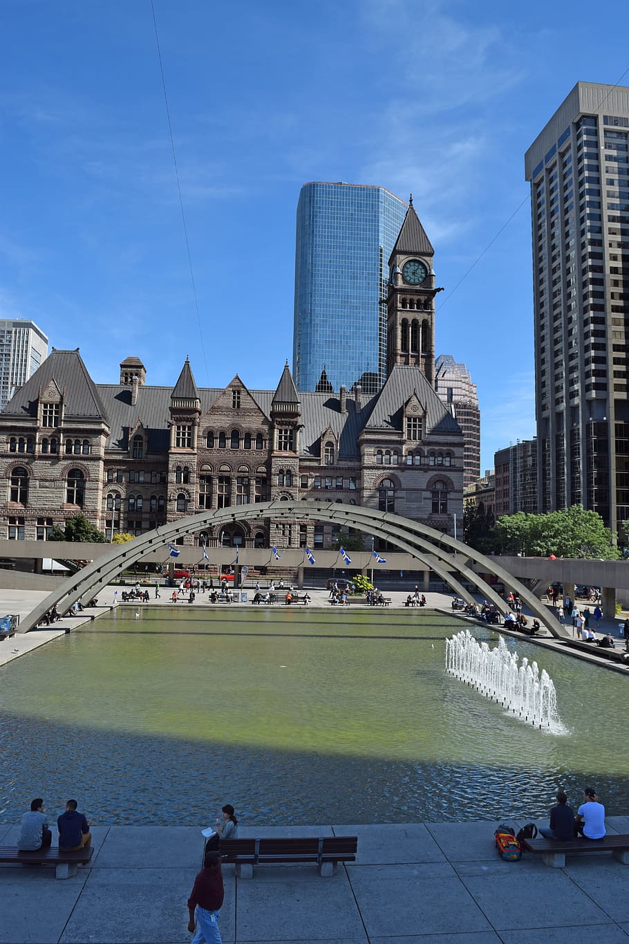 Toronto, Nathan Phillips Square, old city hall, fountain, eaton centre, HD wallpaper