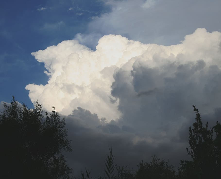 clouds, cumulus, dense, large, white, layered, grey shades HD wallpaper