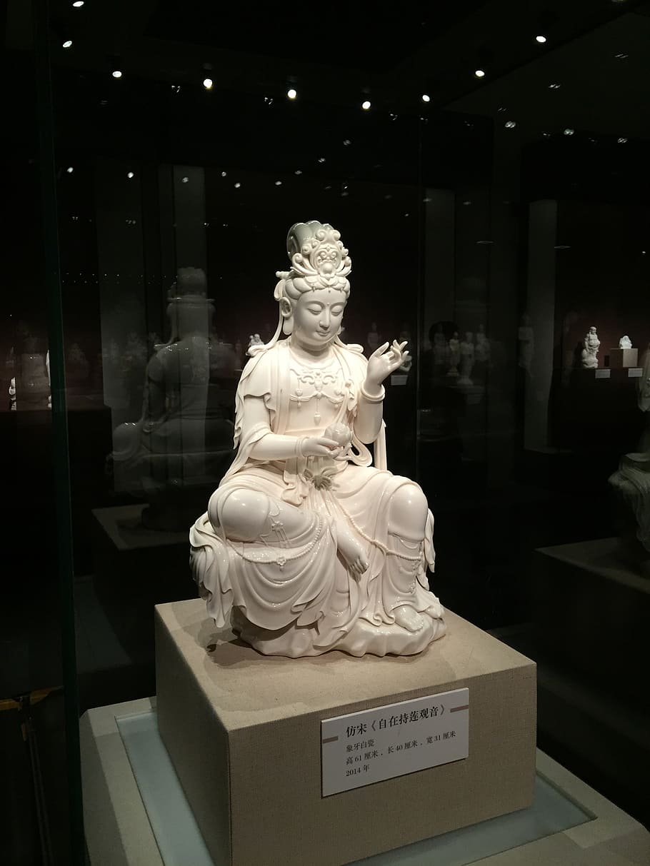 sculpture, guanyin, antique, porcelain, white, traditional