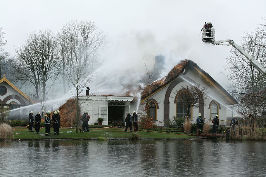 building, fire, fire department, water, building exterior, architecture HD wallpaper