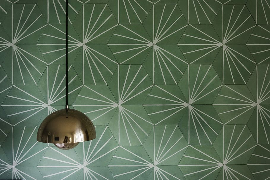 silver pendant lamp, silver pendant lamp with green backdrop HD wallpaper