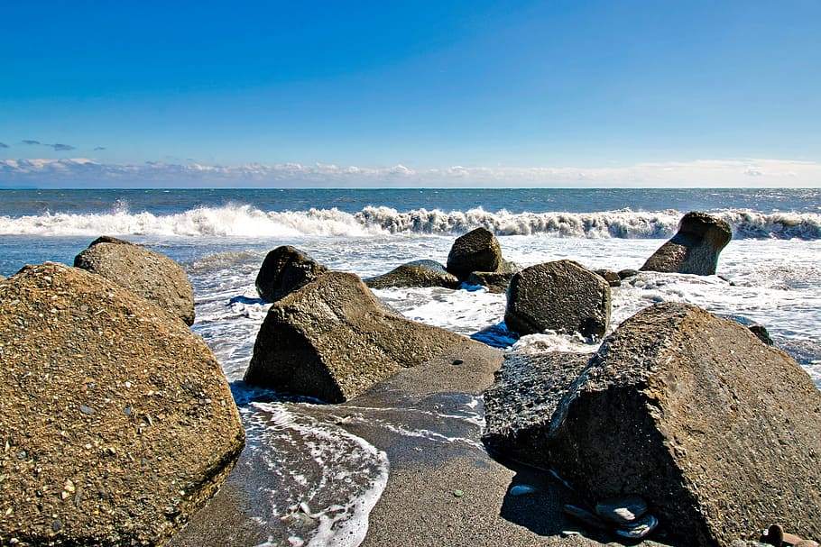 coast, sea, waters, beach, rock, marine, landscape, tourism HD wallpaper
