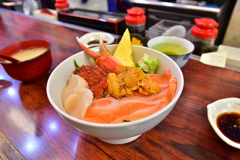 japan, big house, raw fish slice, food and drink, bowl, table HD wallpaper
