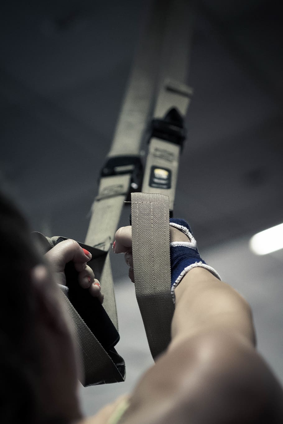 person pulling gray straps, Trx, Training, Gym, trx training