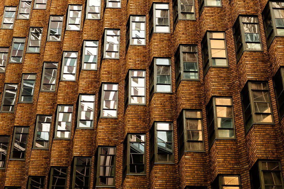 brown building, windows, architecture, construction, design HD wallpaper
