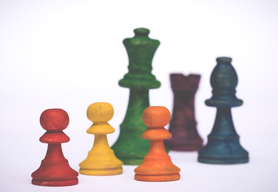 pawns, rainbow colors, colorful, board game, chess pieces, leisure games, HD wallpaper