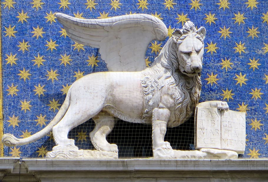italy, venice, saint-marc, statue, lion, emblem, mammal, animal HD wallpaper