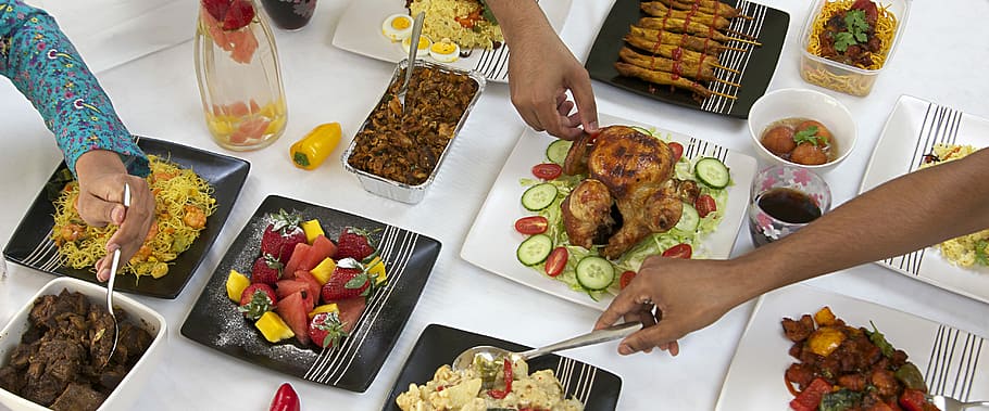 assorted dish on plates, Food, Dining, Dinner, Meal, delicious HD wallpaper