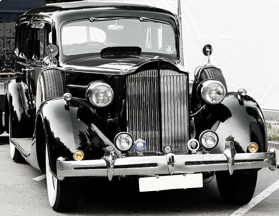 classic gray vehicle grayscale photography, oldtimer, auto HD wallpaper