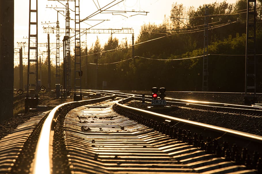 train on black rail, railway, ways, the way, rails, sleepers HD wallpaper