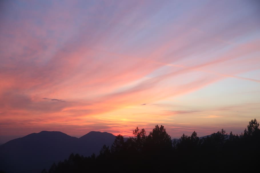 sunset, horizon, nature, sky, sunlight, sunny, landscape, silhouette HD wallpaper