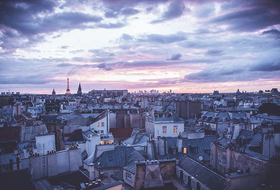 upper view photo of paris, aerial photography of Paris, roof HD wallpaper
