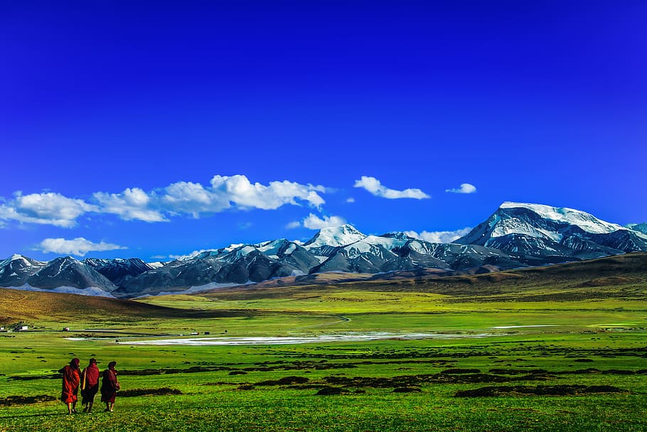 Scenic View of Mountains Against Blue Sky, countryside, daylight HD wallpaper