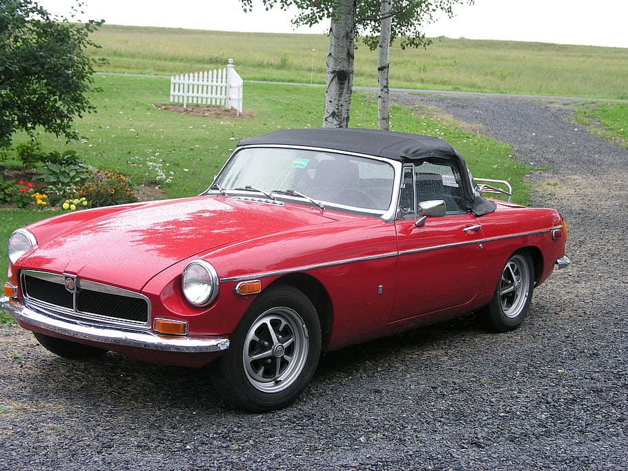 mgb, 1973, red, convertible, mode of transportation, motor vehicle