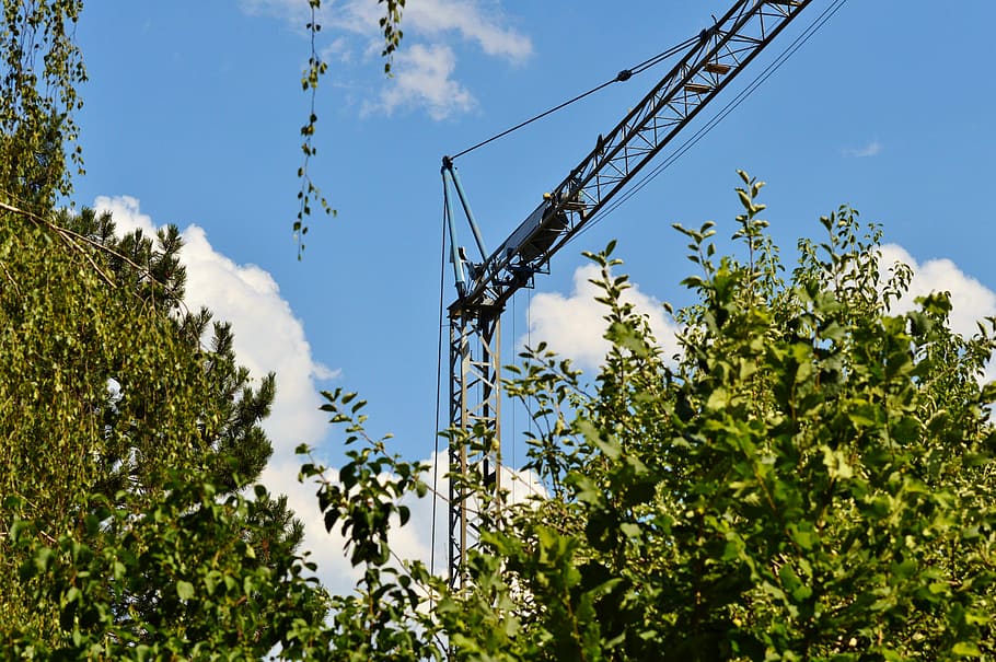 Crane, Load, Arm, baukran, load crane, crane arm, lift loads HD wallpaper