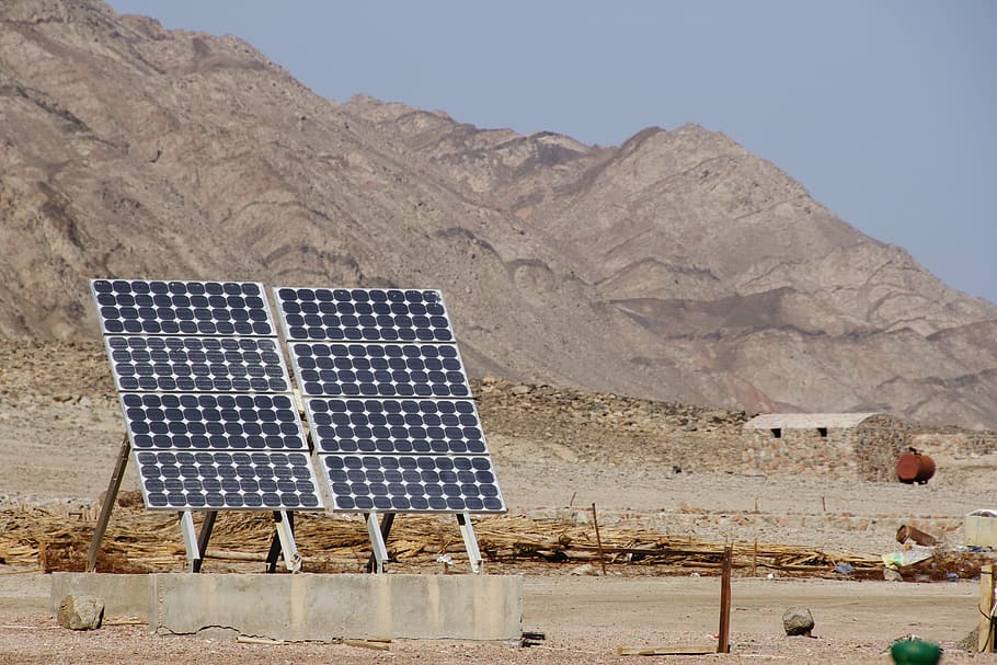 Solar, Desert, Sun, Sunlight, Sand, sunbeam, solar panel, solar energy HD wallpaper