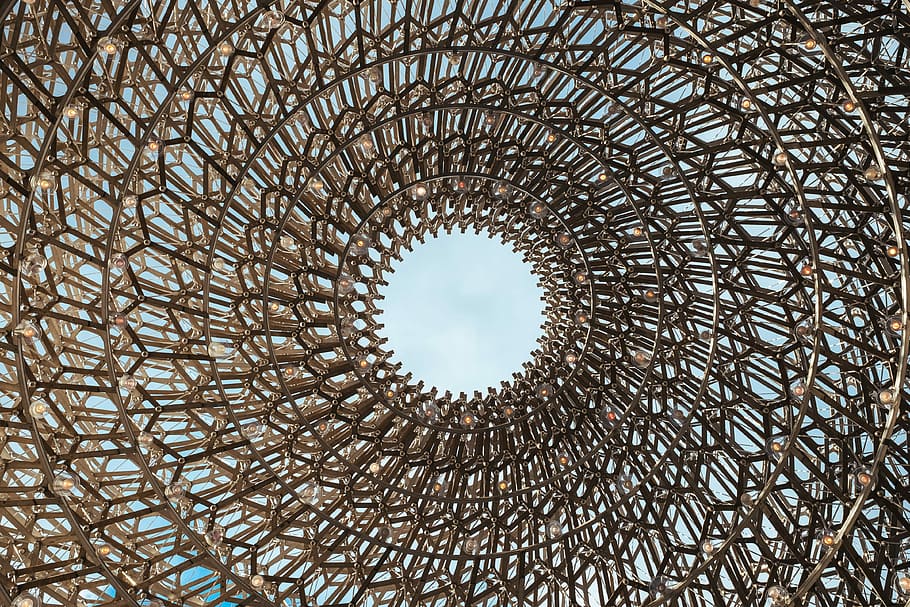 low-angle of brown metal structure during daytime, low angle photography of round concrete structure HD wallpaper