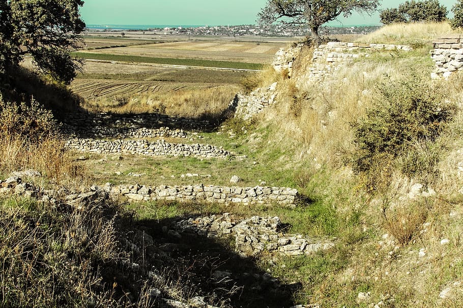 troy, ruin, schliemann, dig, schliemann trench, nature, rural Scene HD wallpaper