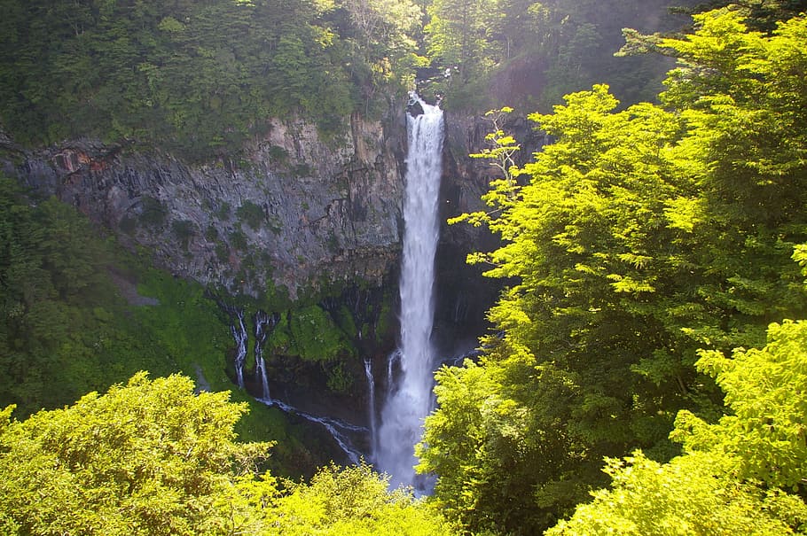 nature, waterfall, river, forest, travel, green, scenic, mountain HD wallpaper