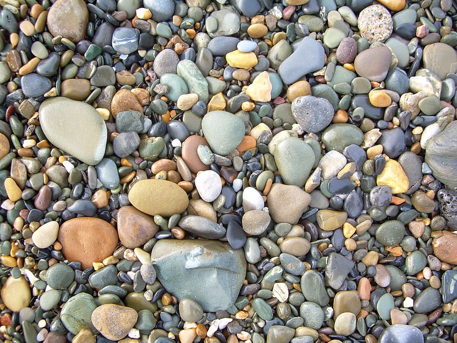 assorted pebbles, stones, beach, nature, colorful, background