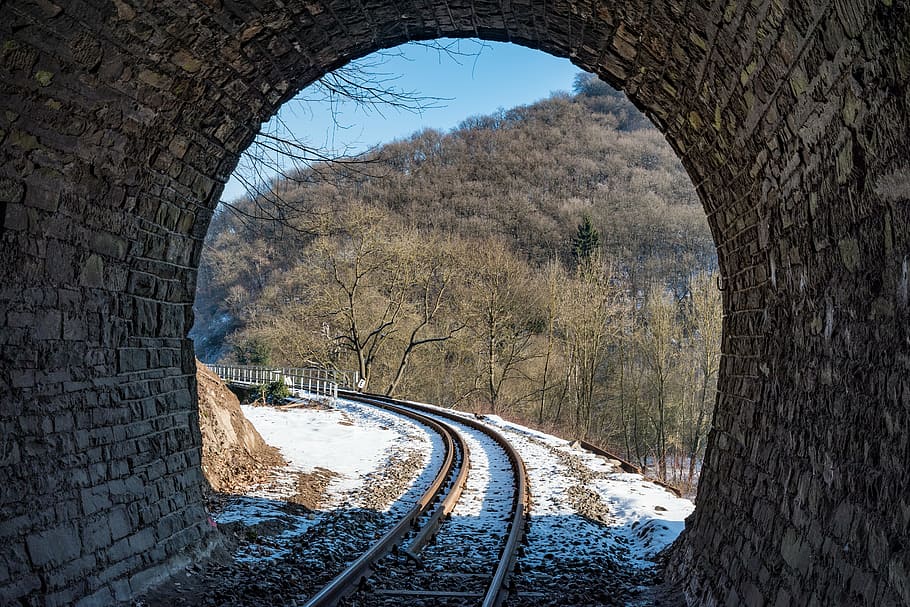 railway tunnel, brohltalbahn, narrow gauge railway, transportation, HD wallpaper