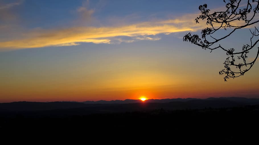 sunset, spring, rural, land, sky, clouds, nature, evening sky HD wallpaper