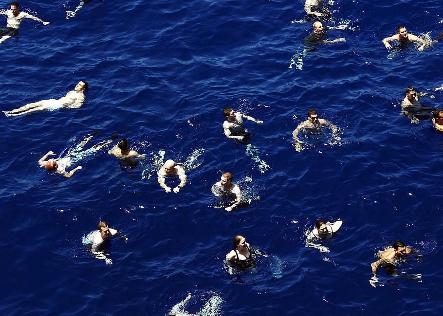 sea, ocean, water, men, swimming, recreation, military, navy HD wallpaper